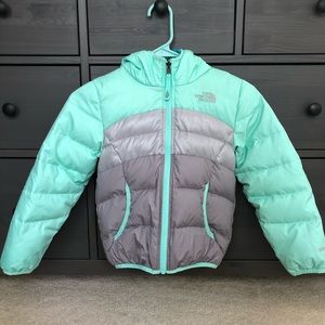 Mint/Gray/Turquoise Girl’s North Face Coat